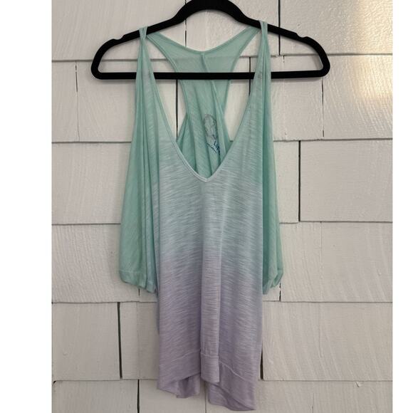 Blue Life Womens Small Draped Ombre Tank Top Beachy Boho Vacation Sporty Surfer - Picture 1 of 9